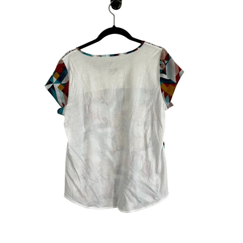 Colorful Retro Floral Lace Top Red S Funky Edgy Boho Patchwork Chic Preppy 80s - Picture 6 of 7
